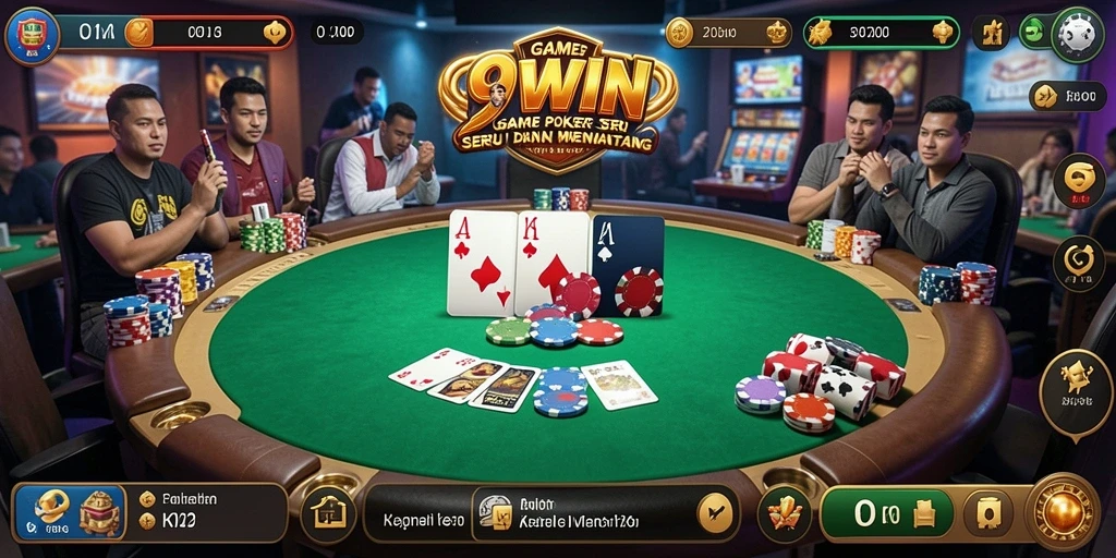 Tampilan seru permainan Poker di 9WIN yang mendebarkan.