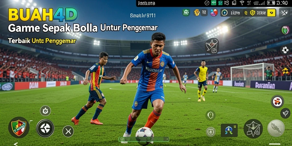 Tampilan gameplay mendebarkan dalam BUAH4D yang menghadirkan aksi sepak bola.