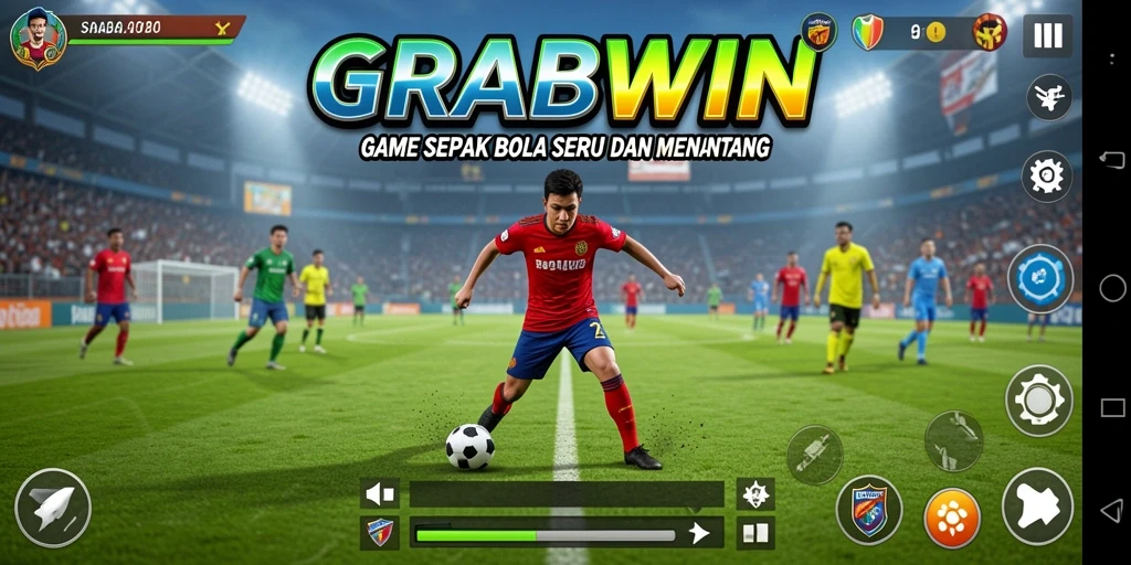 Tampilan gameplay <strong>GRABWIN</strong> yang menegangkan saat mencetak gol.