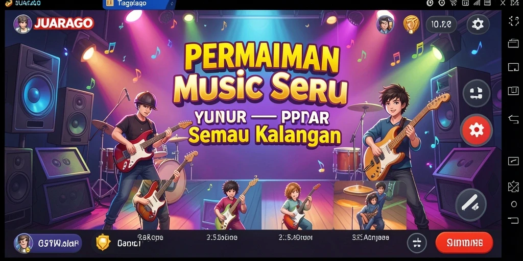 Tampilan menarik dari gameplay JUARAGO yang penuh musik.