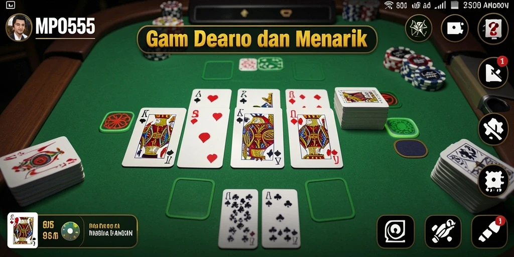 Tampilan gameplay seru di MPO555 yang menunjukkan keseruan bermain Domino.