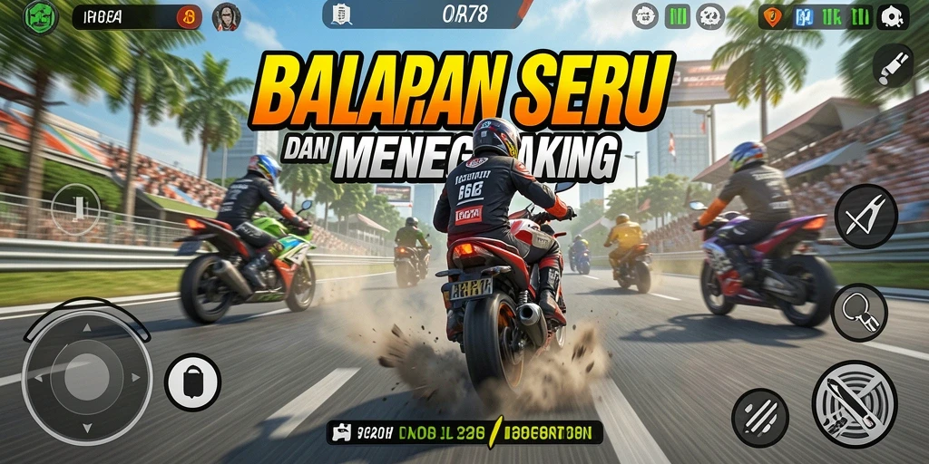 Gameplay seru dengan balapan motor menegangkan.