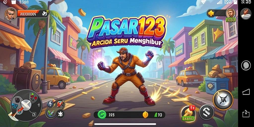 Tangkapan layar utama menunjukkan gameplay seru di PASAR123.