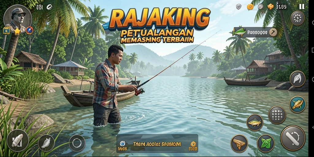 Screenshot utama RAJAKING menampilkan gameplay memancing yang seru dan menantang.