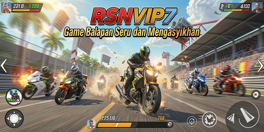 Tampilan seru gameplay balapan RSNVIP7 yang menegangkan.